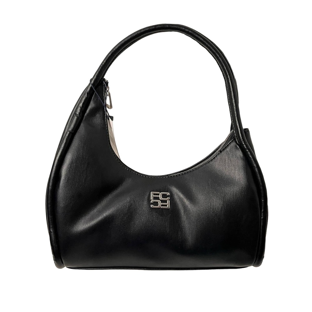 French Connection Faith Shoulder Bag Black Bag Silver HW Style #FCF23895 NWT